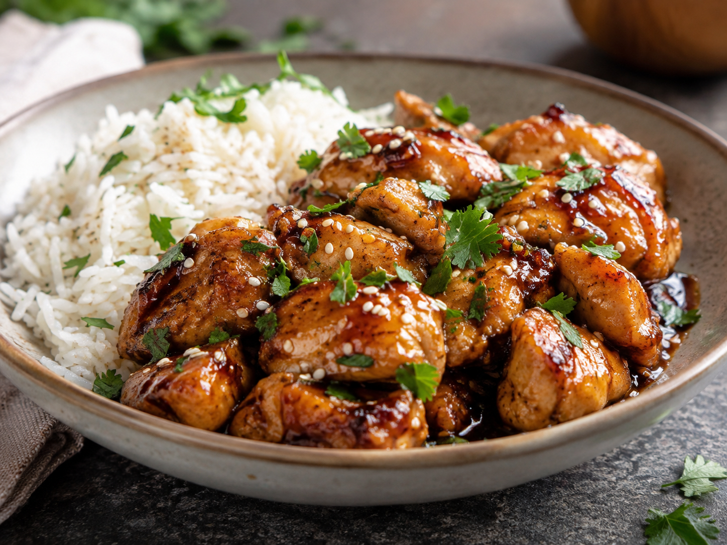 Poulet Honey Garlic avec riz